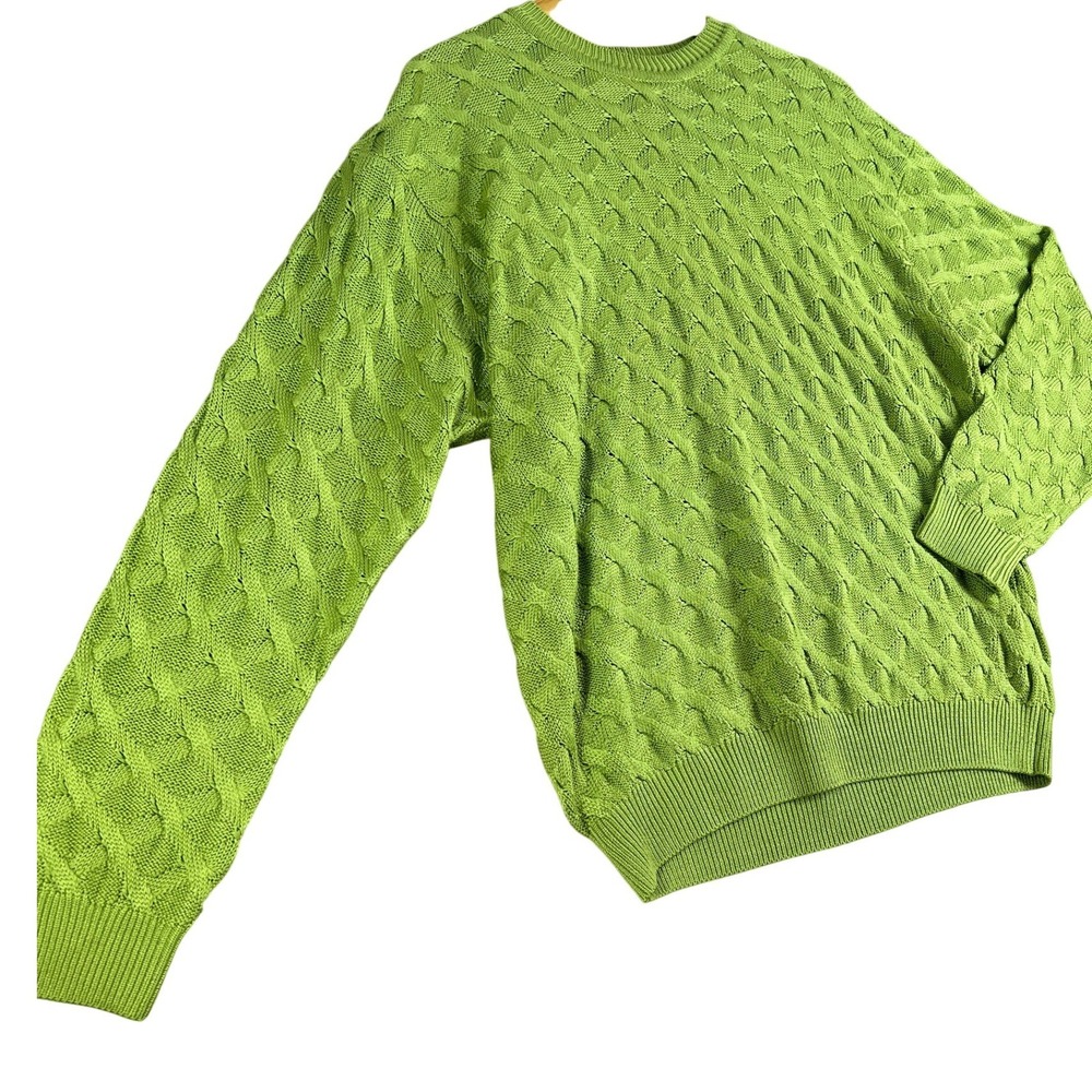 Vtg 90s Saks Fifth Avenue 100% Silk Cable Knit Sweater Mens L Oversized Unisex L - Picture 3 of 10